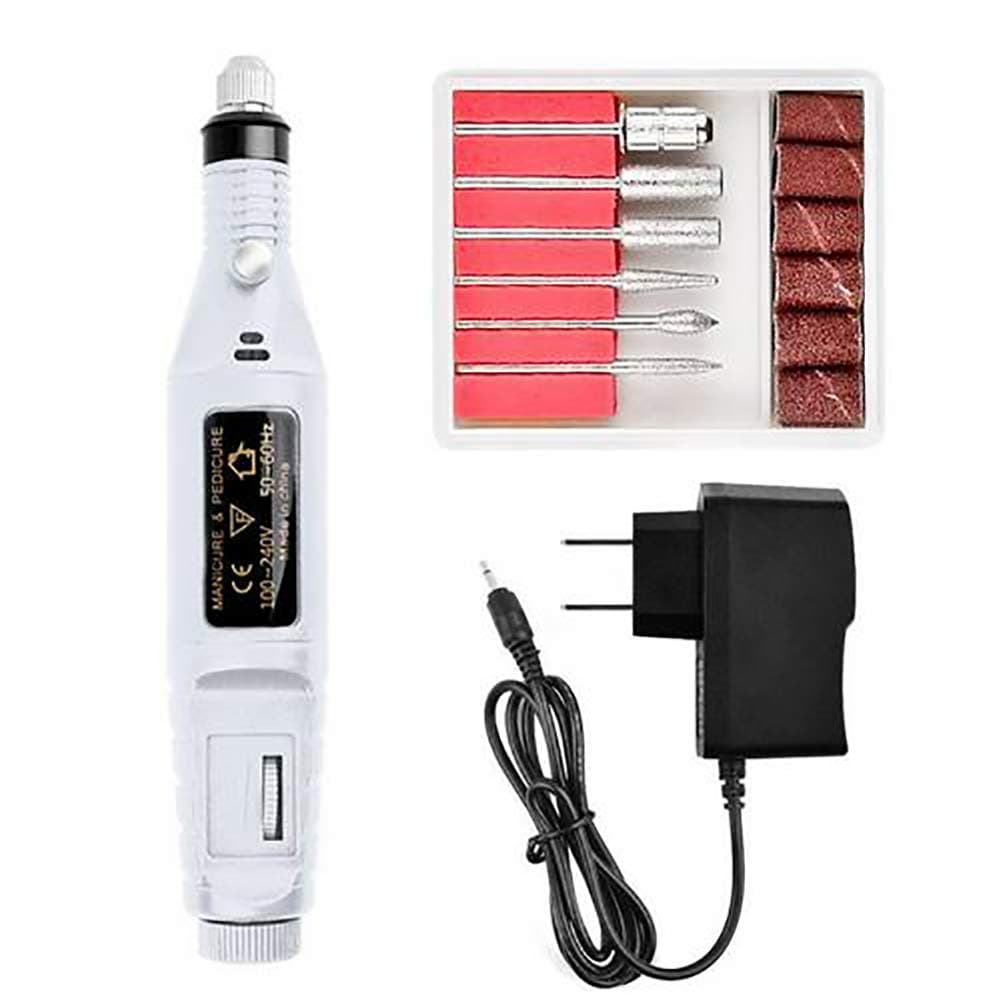 MENGXI Electric Nail Drill Pen Shape Nail Drill Set Kit Compact Portable for Acrylic Gels Callus Removal with 6 Nail Drill Bits