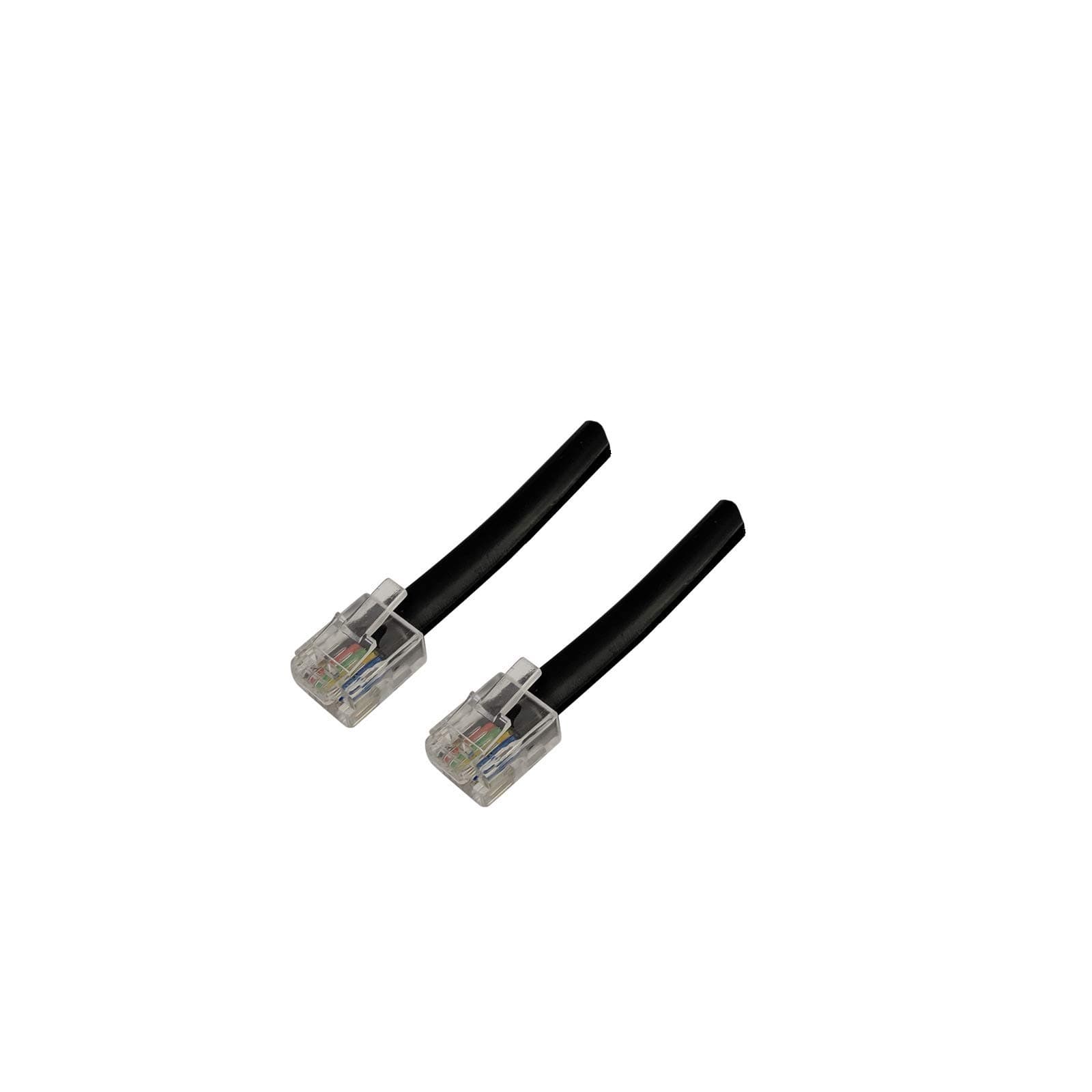 Robolt RJ12 Data Cable 6P6C (6x6) Flat Modular (2 Pack) Voice Data HAM HF Radio Cord Straight Wiring (6 Inch)