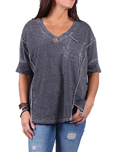 VINTAGE HAVANA Women's V-Neck Pocket Tee Black M