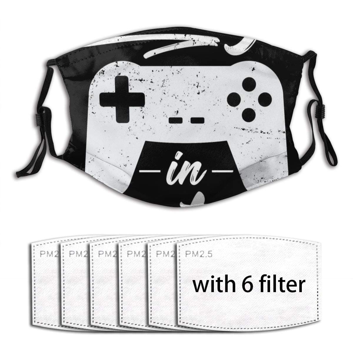 Always In Control Funny Retro Console Gaming Women Men Adjustable Earloop PM2.5 Face Cover With 6pcs Anti-dust Reusable Mouth Cover With Filter