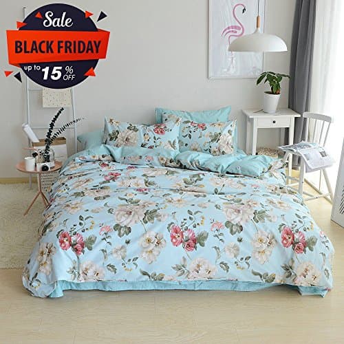 Vintage Floral Duvet Cover Set Twin 3 Pieces Cotton Bedding Set Colorful Flower Printed Bedding Cover Set Luxury Reversible Bedding Collection, Super Soft Winter Duvet Comforter Cover Set, Style4