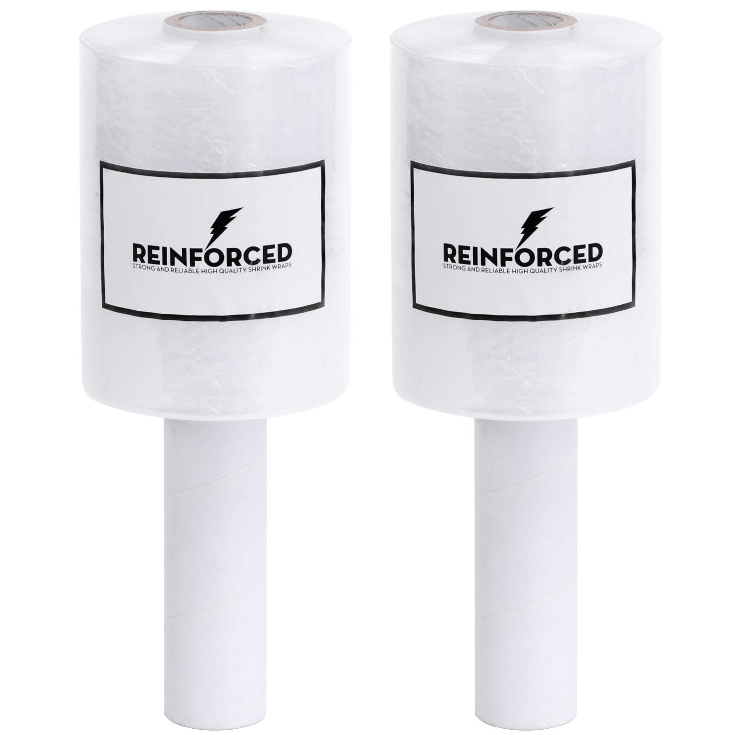 Reinforced Ultra Strong Shrink Wrap Rolls with Handle | Mini Plastic Stretch Film for Wrapping Boxes & Furnitures | Industrial Grade Moving & Packing Supplies | Set of 2-80 Gauge, 5” x 1000 ft