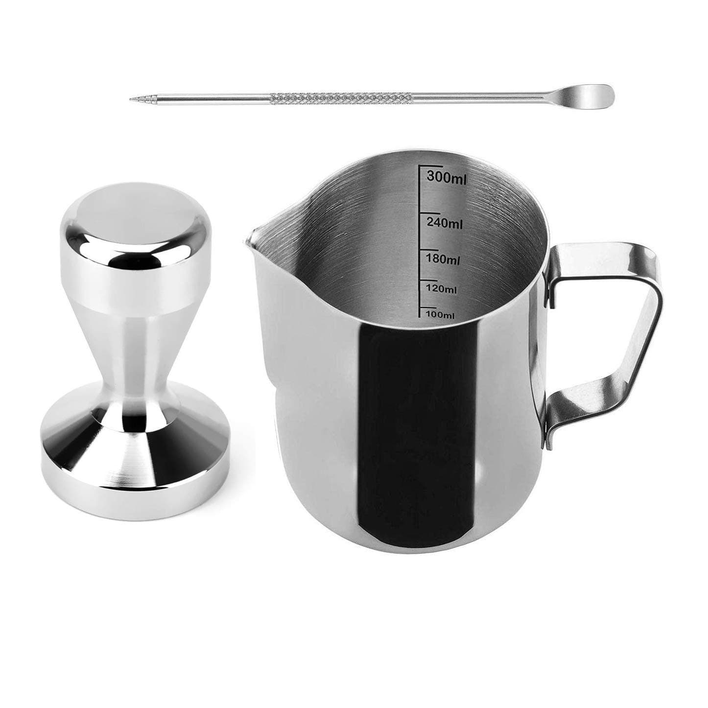 VICTORSHIP Stainless Steel Milk Frothing Pitcher - Set of 3 (51mm Solid Iron with 300-350ml Measurements)