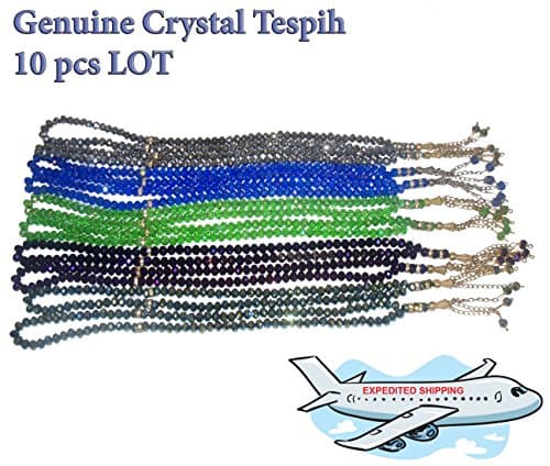 Original Crystal 99 Count Beads, Islamic Misbaha, Tesbih, Rosary, Tasbeeh, 7.5mm - 10PCS LOT (Multi-Colored)
