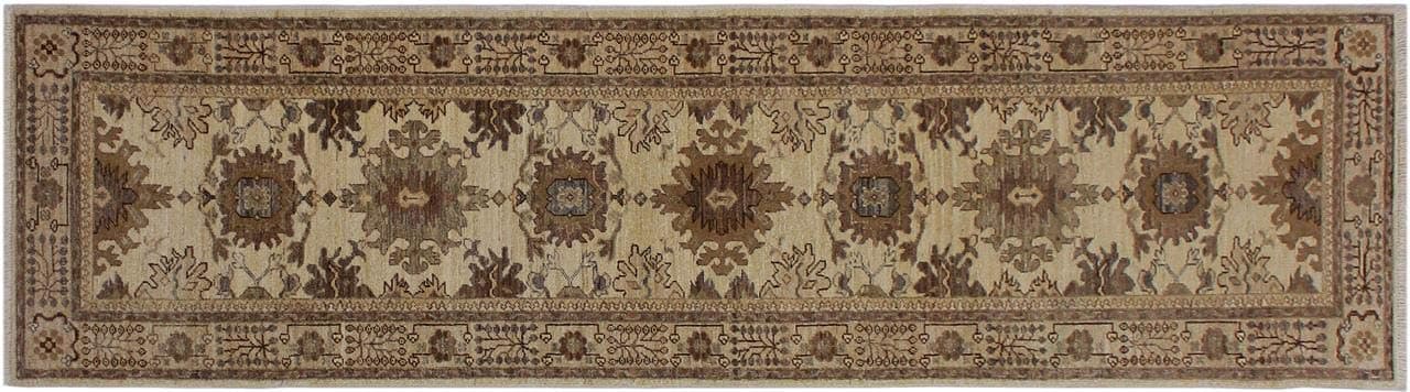 Arshs Ziegler Peshawar Paulita Beige/Lt. Brown Hand-Knotted Wool Rug - 2'6 x 10'1
