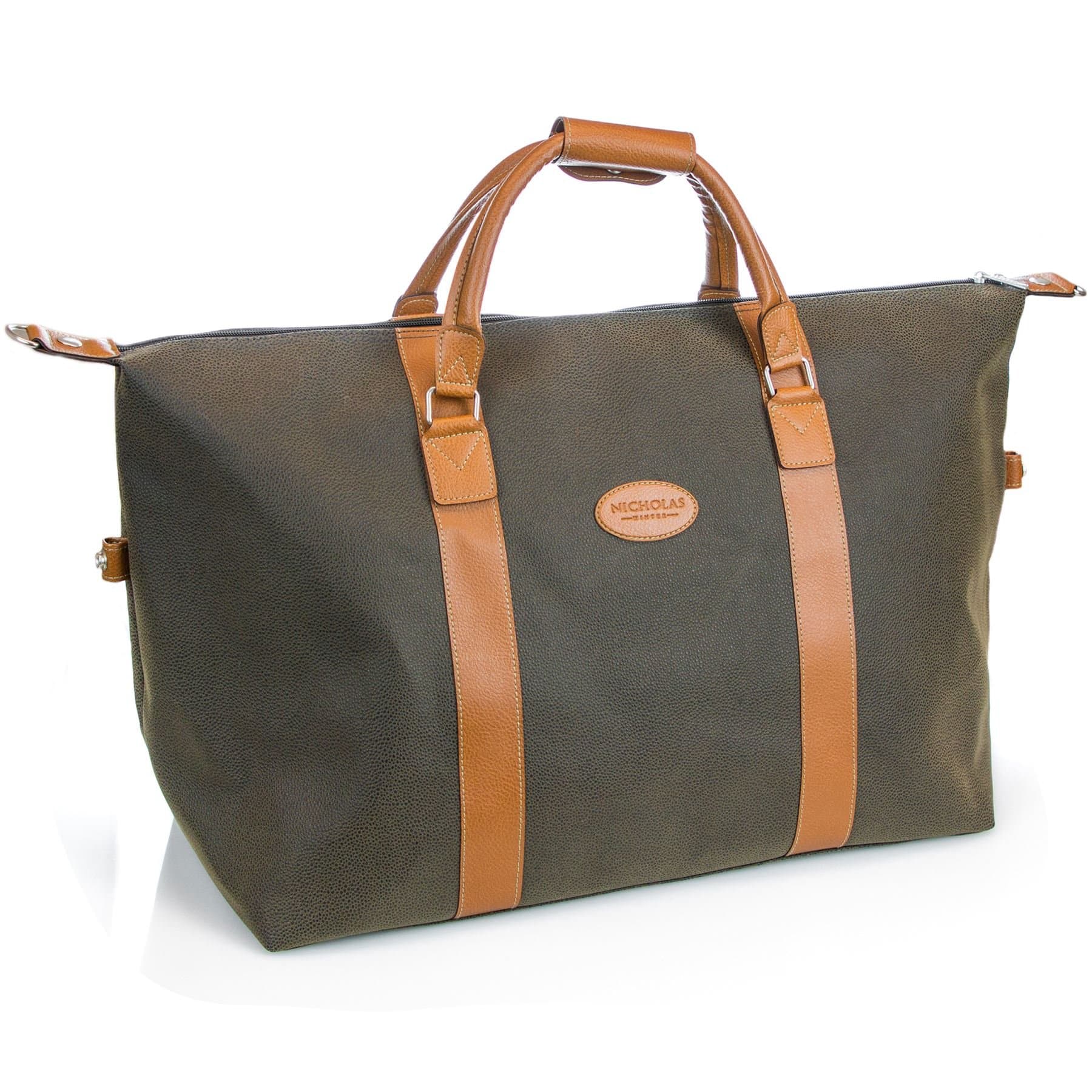 Nicholas Winter 60L Classic Men's Faux Leather Travel Holdall - Green