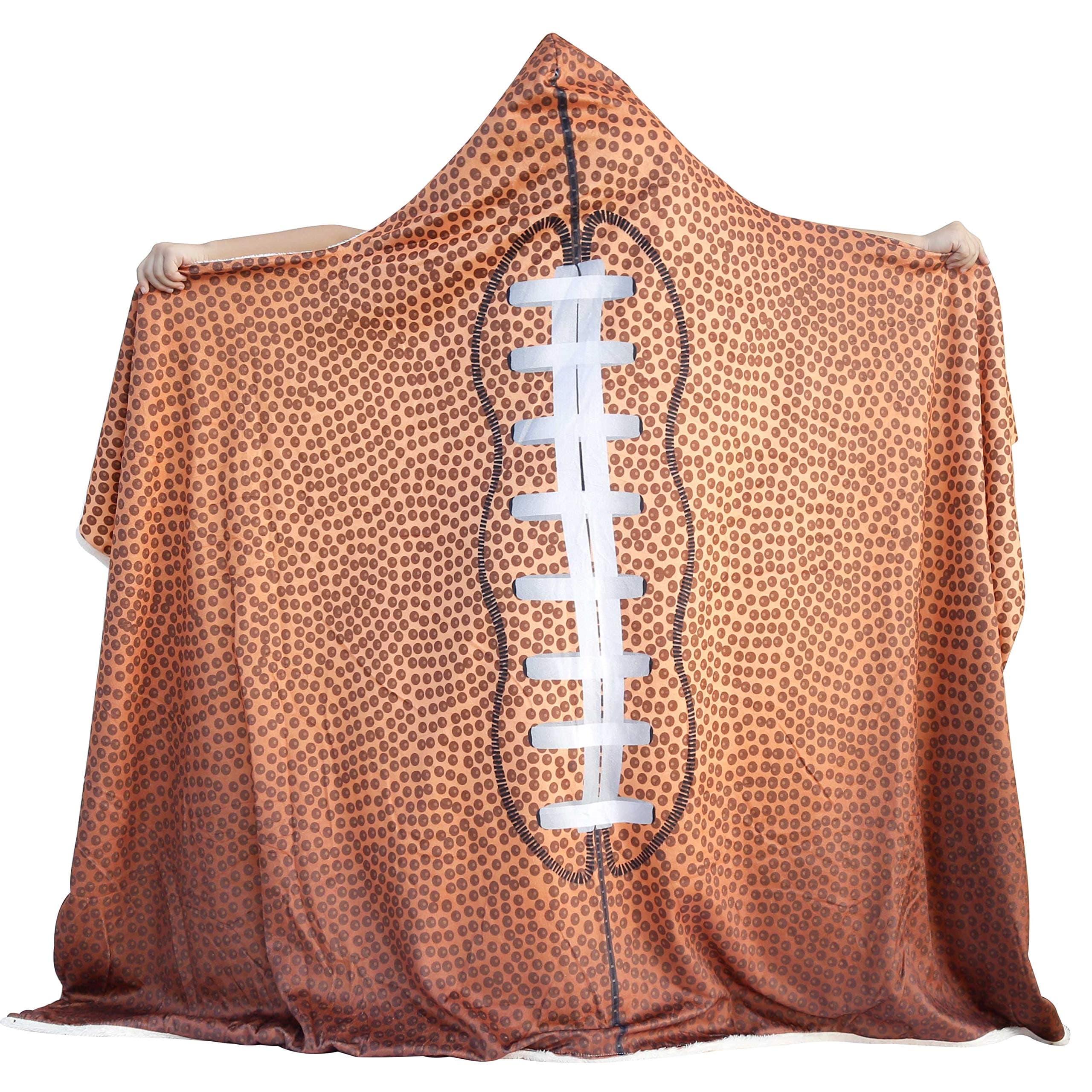 SKOLOO Soft Football Hooded Blanket for Kids, Wearable Blanket Hoodie-Plush Warm Blanket, Fluffy Blankets for Bed Couch Travel, Throw Blankets