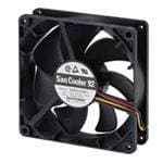 SANYODenki 9A0912H402 DC Fan Sq92x25mm 12VDC 2.52W, 3150rpm 51.2CFM 33dB, 2 Wire, Plastic F/B