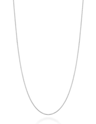 Miabella Solid 925 Sterling Silver Italian 1mm Box Chain Necklace for Women Men, Made in Italy