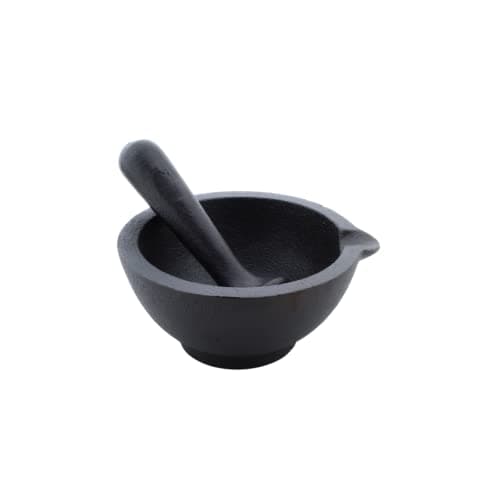 Trilonium Cast Iron Khal batta | Mortar and Pestle set - Herbs and spice masher | Pre-Seasoned | 11 cms