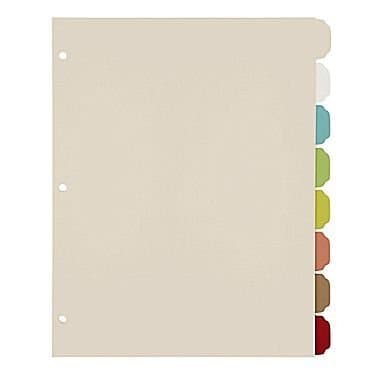 Office by Martha Stewart Binder Dividers, 8 Tab, Letter Size, Multi-Colored Plastic (28752)