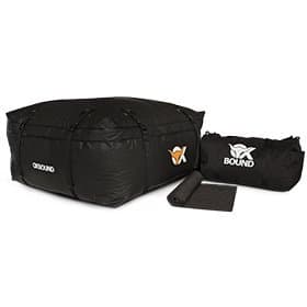 Roof Rack Cargo Bag - Waterproof Car Top Carrier (Compact Size 9 Cubic Ft) + Free Protective Roof Pad Mat and Free Storage Duffel