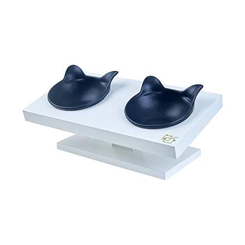 ViviPet 15° Tilted Platform Pet Feeder_ Solid Pine Stand with Ceramic Bowl for Dog and cat Under 20 lb. pet Bowl Feeder