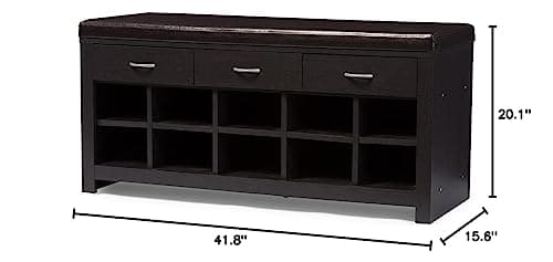 Baxton Studio Entryway Bench, Espresso