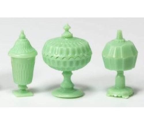 Dollhouse Miniature Chrysnbon Set of 3 Candy Jars Jadeite