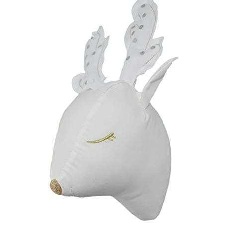 MINLIN Cute 3d Sheep Deer Unicorn Wall Art Decorations Animals Head Toys Kids Room Wall Hangings Baby Gifts Stuffed Toys White Reindeer (DEER)