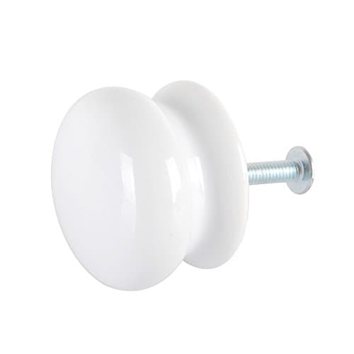 10 x White Ceramic/Porcelain Kitchen or Cupboard knobs 39mm Diameter