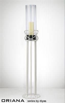 Diyas Home Oriana Floor Standing Candle Holder - White/Clear Glass Container