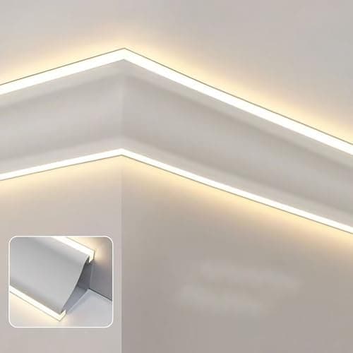 Crown Molding Led Indirect Lighting, Baseboard Led Strip Diffuser for Wall Corner or Ceiling, Surface Mounted Crown Moulding Without Led Strip(15m/49.2ft)