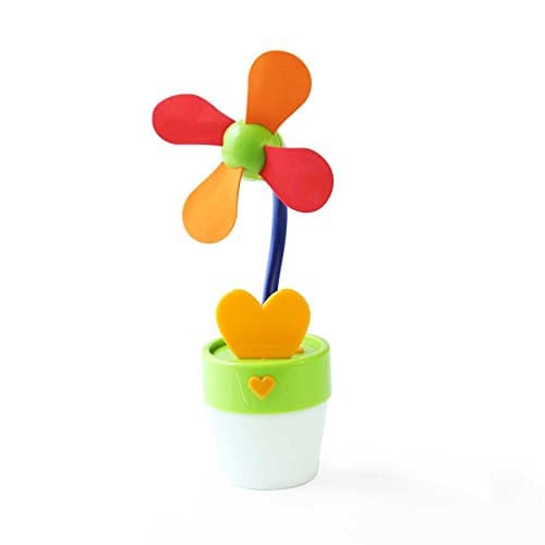 Flower USB Fan with LED Light for Summer Cooling; Electronic Fan USB Lamp; Cute Flower Accessory for Your Home or Office Desk
