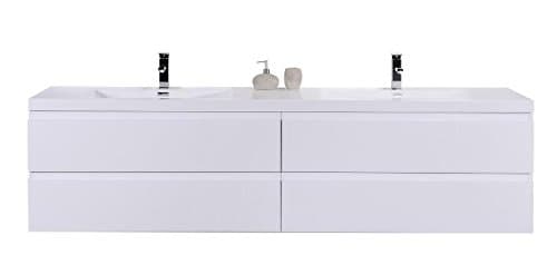 Moreno Mob 72 Inch High Gloss White Modern Bathroom Vanity with Acrylic Sink Wall Mounted