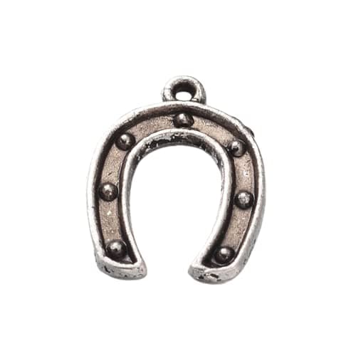 Giftz GalorePack of 50 Antique Silver Tibetan Zinc 16mm Lucky Horse Shoe Charms