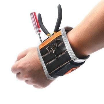 1680D Ballistic Polyester Magnetic Belt Wristband with 3 Powerful Strong Magnets for Holding Tools; Screws; Nails; Bolts; Drill Bits and Small Tool; Black