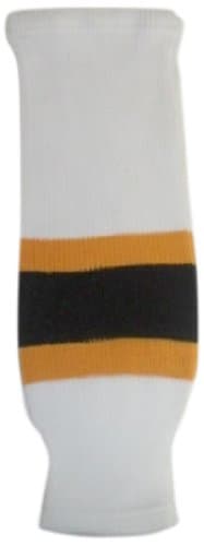 Boston Knit Hockey Socks, White/Gold/Black, Youth/20-Inch