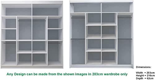 German Sliding Wardrobe Spacious Bedroom Sliding Wardrobe - Sleek and Functional Design comes in White/Grey/Black/Oak and Width 120cm/150cm/180cm/203cm/250cm (Grey, 203cm)
