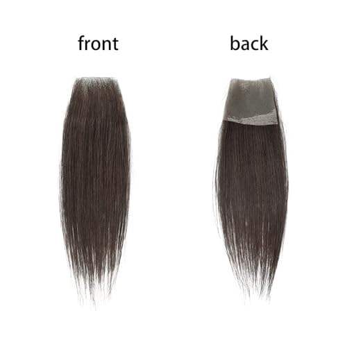 Meiverah scar human hair replacement Accidental burns without hair for men women Hairline Loss Straight Tape in Replacement Toupee (Dark Brown, 1.57"x1.57")