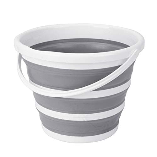 QIANBAOBAO 1pcs Folding Bucket Bathroom Folding Round Portable Car Wash Bucket Camping Outdoor Bucket,Gray