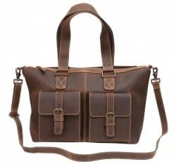 Sac à main couleur : marron/effet antique 37 cm, mycélium bruxelles aSKI cuir de buffle