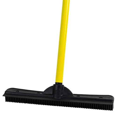 FURemover Original Pet Hair Rubber Broom with Squeegee, with 58 Telescopic Handle for Carpet, Tile and Hardwood.