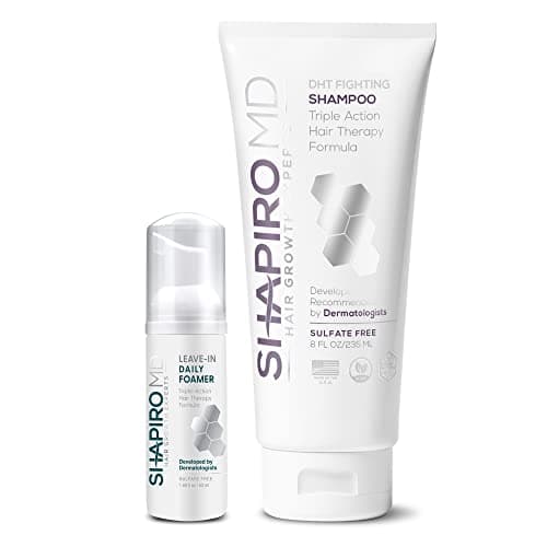 Hair Loss Shampoo and Leave-in Foam | DHT Fighting Vegan Formula for Thinning Hair Developed by Dermatologists | Experience Healthier, Fuller & Thicker Looking Hair - Shapiro MD | 1-Month