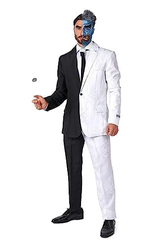 Suitmeister Men's Halloween Costume - Two Face - DC Characters Slim Fit Suit - Black and White