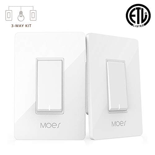 3 Way WiFi Smart Wall Light Switch Wireless Remote APP Control From Anywhere Compatible with Alexa and Google Home Timer Function No Hub Require (3-Way Smart Switch Kit (2 Pieces))