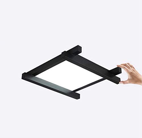 Modern LED Square Ceiling Light Infinitely Dimmable Ceiling Light with Remote Control Creative Ceiling Lighting White Acrylic Shade Design Living Room Light Art Bedroom Light Black (24W-44×44cm)