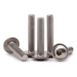 M4-0.7 x 16mm (100 pcs) Button Head Socket Cap Screws with Flanged Washer, 304 Stainless Steel 18-8, Full Thread, by RoyceMart