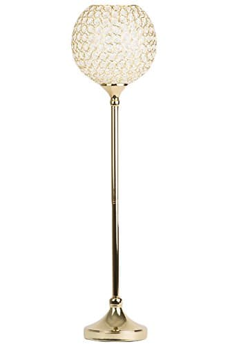 CVL Glass Crystal Bowl/Ball Centerpiece on Stand 36", Bowl Size: Approx. 10" - Gold