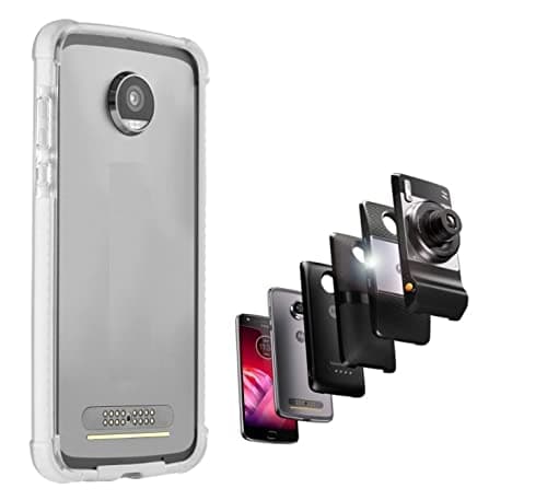 ADEMITE Moto Z2 Play Case Bumper - Mod Compatible (Does not Work with Other Models Moto Z2 Force, Moto Z, Z Force, and Z Play 1st gen) Ademite (White)
