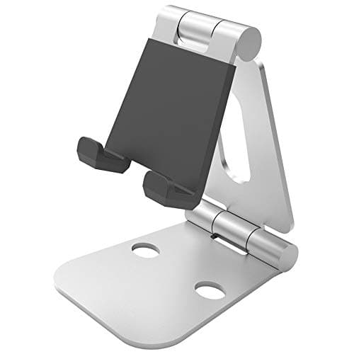 TechzereLZ355 Anodized Aluminium Adjustable Foldable Stand for All Smartphones, Tablets, Kindle, iPad. (Silver)