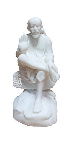 S A Gifts Italian Marble Dust Ashirwad Hand Sirdi Sai Baba Idol/Murti for Home and Office Decor/Used in Pooja/Mandir (7.5 INCH)