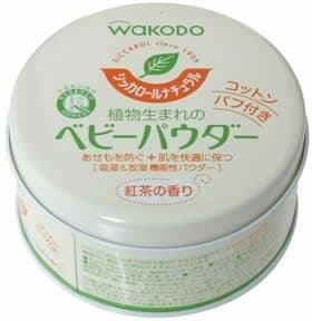 Baby Japan Wakodo Baby Powder Siccarol Natural 120g - With Puff (Green Tea Set)
