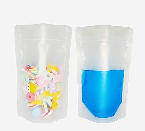 Couga Mall 50 PCS Matte Stand-Up Plastic Storage Bag with Resealable Zip, Heat Sealable Reusable Pouch Packing Bag for Juice, Nuts, Beans and Tea Leaves (6.7” 9”)