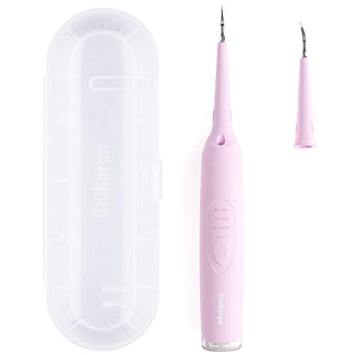 Uniharpa Household Electric Tartar Calculus Remover Tartar Scraper with 2 Different Tips Tooth Stains Teeth Cleaning (Pink)