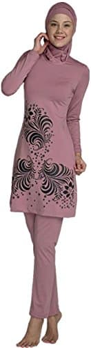 Muslim Swimsuit Islamic Full Cover Modest Swimwear Beachwear 2015 New Burkini (XL, Black with Flower)