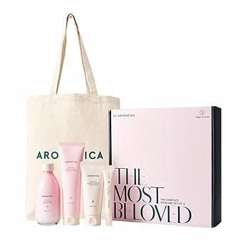Aromatica 'The Most Beloved' Complete Vegan Skincare for All Skin Types, Set of 4 | Cream Cleanser, Toner, Intensive Cream, Balm