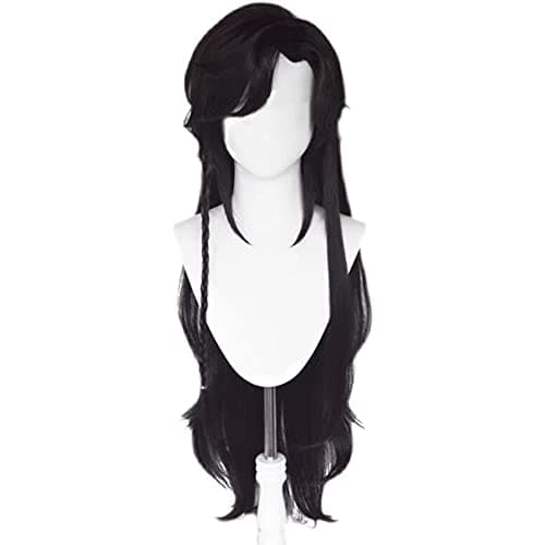 PRIOUTZ Women Long Black Braid Hair for Tian Guan Ci Fu Heaven's Official Blessing Hua Cheng San Lang Cosplay with Wig Cap
