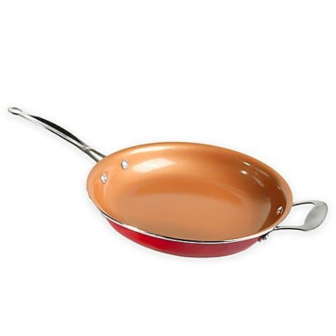 12 Inch Red Copper Fry Pan Deluxe
