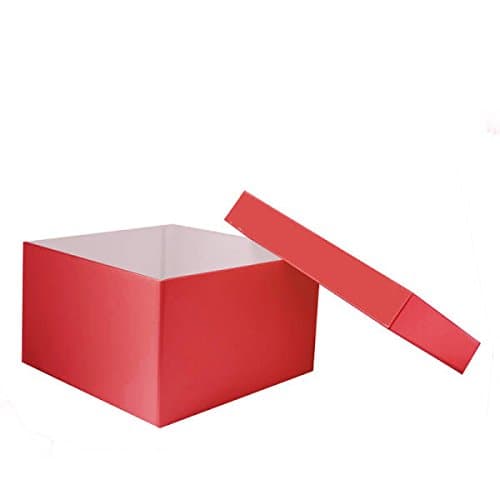 giftbagshop Luxurious Gift Box for Birthdays, Christmas, Weddings or Corporate Gifts Pearlised Gold Square Gift Box 175 x 175 x 105mm (Red)